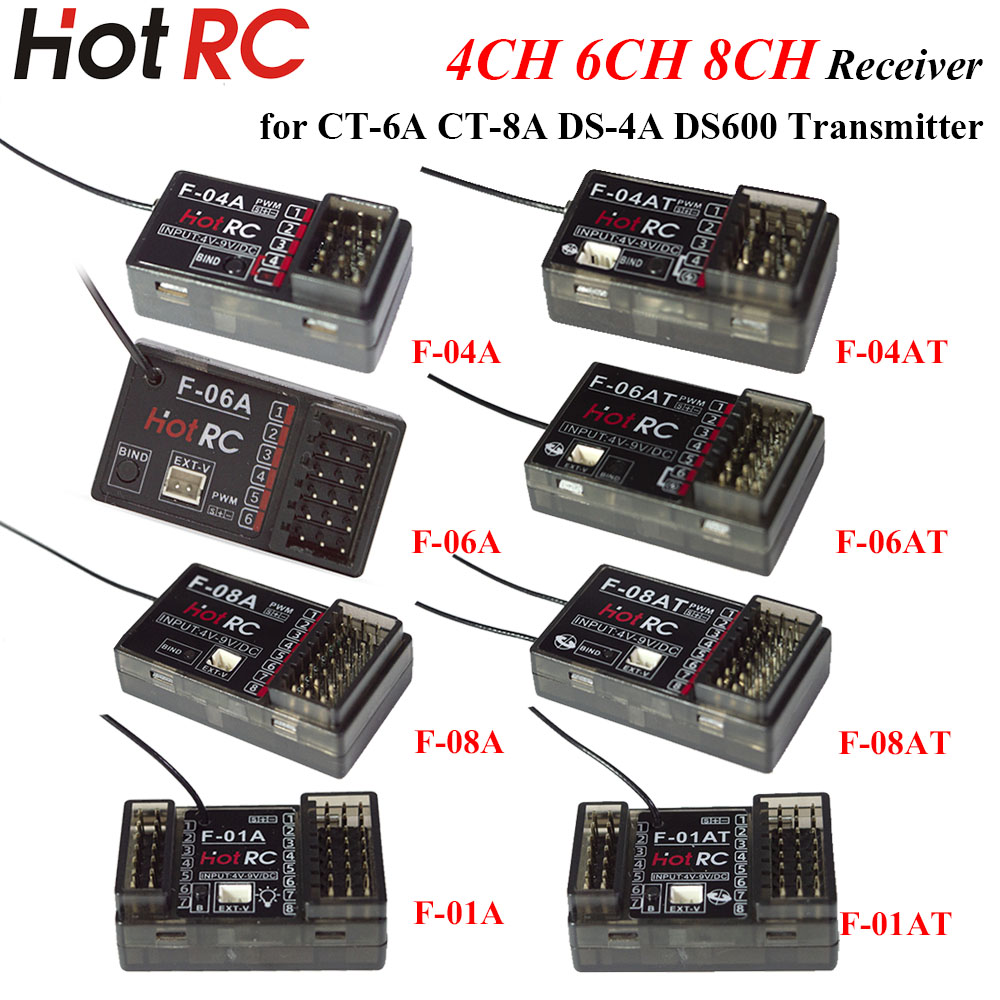 Radio Transmitter 2.4Ghz - Приемник HOTRC 2.4ГГц 4/6/8-канальный F-04A F-06AT