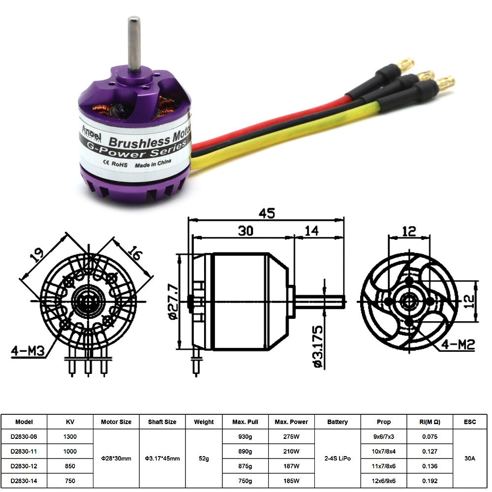 D2830 1300KV 1000KV 850KV 750K – обзор и цена Brushed Drone Motor